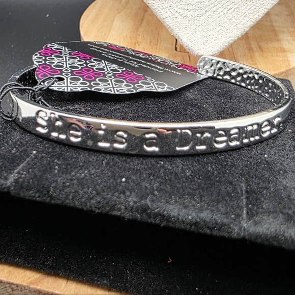paparazzi Jewelry - Silver and Pink 'She is a Dreamer' Bracelet (1498)